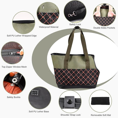 Dog Purse Carrier for Small Dogs, Soft-Sided Tote Bags with Pocket Dog Travel Supplies Portable Dog Sling with Anti-Slip Bottom