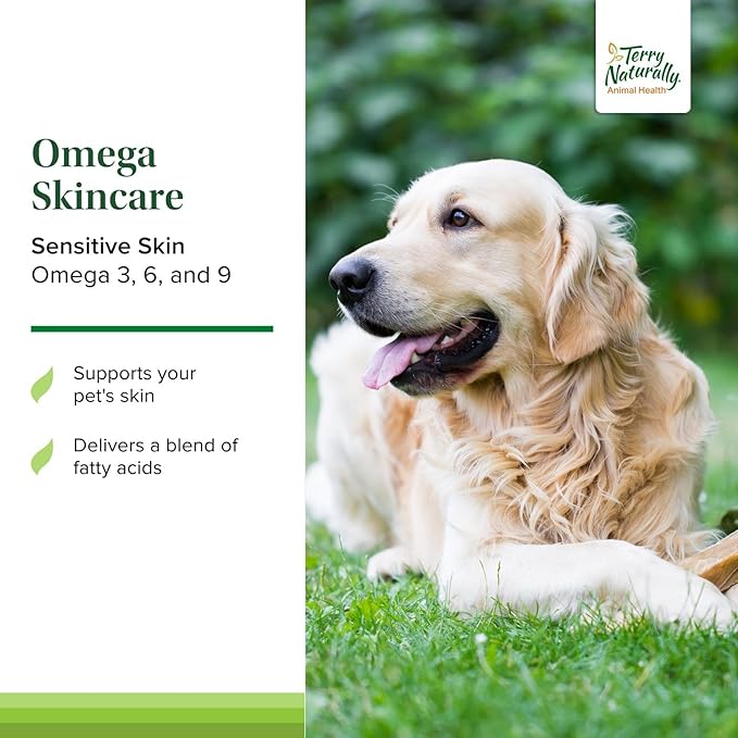 Terry Naturally Omega Skincare - Canine Skin Health Pet Supplies - Skin Support for Dog's Health - Omegas for Animals - Pet Skincare Supplements - 8 fl oz