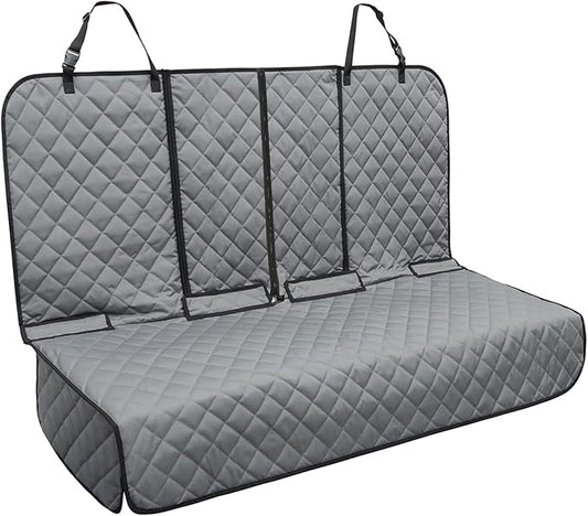 Dog Car Seat Cover, Deluxe Waterproof Pet Back Carseat Protector for Cars, SUVs, Trucks, Nonslip and Easy Cleanup Backseat Pet Cover for Automotive Rear Bench (Grey)