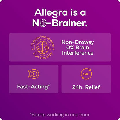 Allegra Adult 24-Hour Allergy Relief Tablets, Non-Drowsy Indoor and Outdoor Allergy Medicine, 180 mg Fexofenadine HCI Antihistamine Pill, 90 Count Plus 1 Count Travel Pack