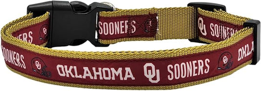 Pets First Collegiate PET Collar New Version Oklahoma Sooners Dog Collar, Size Large. Best Sports Team Color for Dogs & Cats. A Shiny & Colorful Dog & Cat Collar Licensed by The NCAA