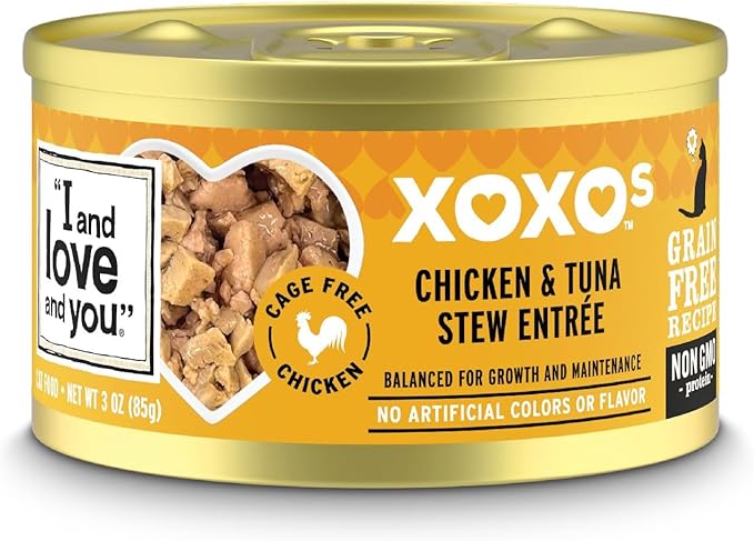 I AND LOVE AND YOU XOXOs Wet Cat Food - Chicken + Tuna Pâté - Grain Free, Filler Free, 3oz Pack of 24 Cans