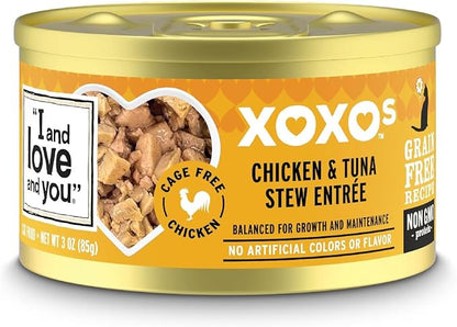 I AND LOVE AND YOU XOXOs Wet Cat Food - Chicken + Tuna Pâté - Grain Free, Filler Free, 3oz Pack of 24 Cans
