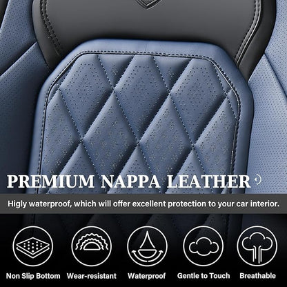 Coverado Seat Covers, Car Seat Cover Front Seats, Luxury Faux Leather Seat Cover, Black and Blue Seat Cover, Car Seats Protectors Waterproof, Automotive Seat Covers Universal Fit for Most Cars
