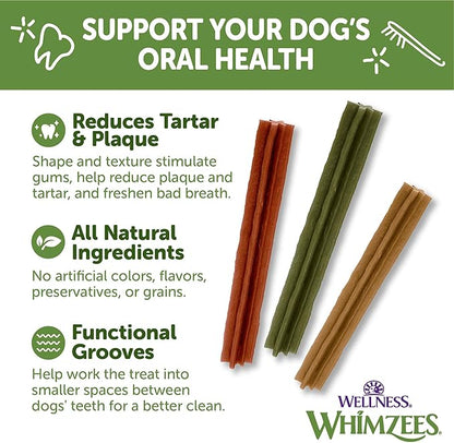Wellness WHIMZEES Stix Dog Dental Treat, Chews, Freshens Breath, Extra-Small Size, 14.81 oz Bag, 56 Count