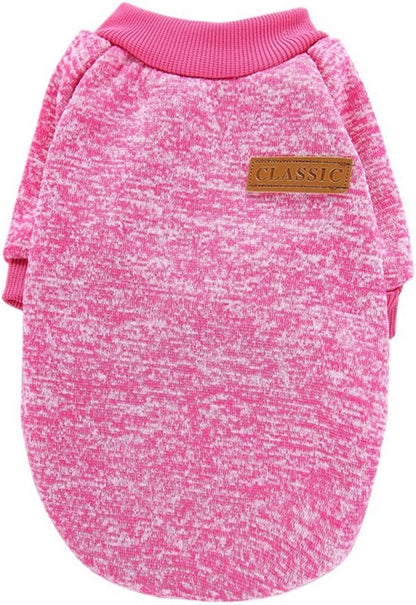 Jecikelon Dog Clothes Dogs Sweater Soft Puppies Clothing Winter Puppy Sweaters Warm Outfit for Dogs Small XXS XS Cat Apparel (Rose red, S)