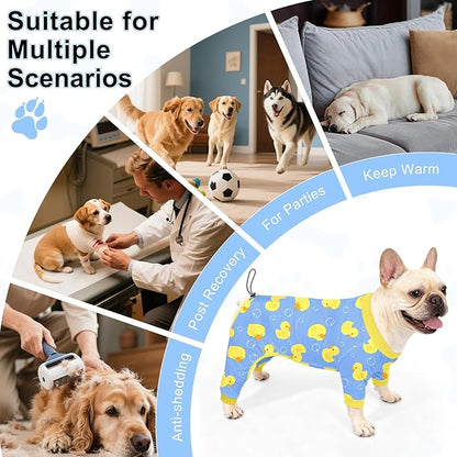Bienbee Dog Pajamas, 4 Pack Dog Recovery Suit Shedding Suit Cute Soft Puppy Clothes Dogs Pjs Onesies Jammies Adjustable Breathable & Stretchy Clothes for Small Medium Large Dogs Girl Boy Puppy-L