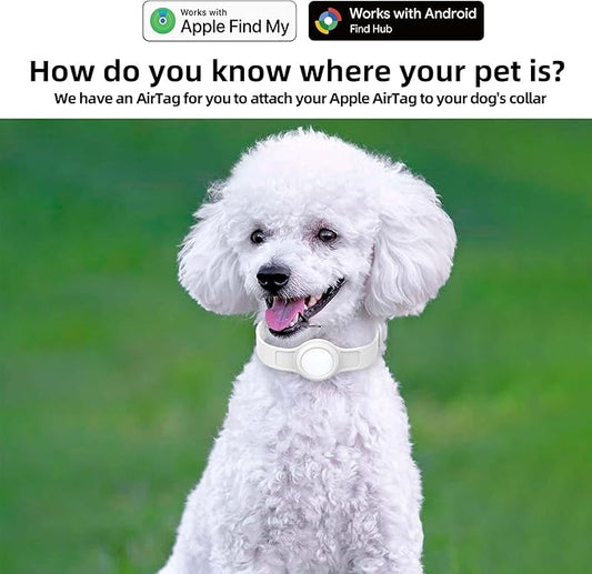 Silicone Dog Tracker Collar, Waterproof Bluetooth Pet Finder Works with Apple Find My & Google, Adjustable Collar for Small Dogs, Puppies & Cats, Fits 3.2”-14” Neck