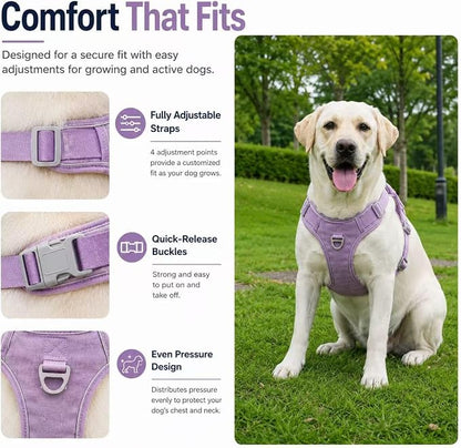 No Pull Dog Harness with Built-in Hidden AirTag & GPS Tracker Holder, Reflective Adjustable Escape-Proof Vest Harness for Small & Medium Dogs (Purple, S)