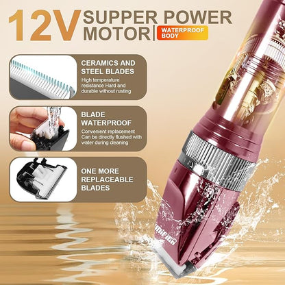 Professional Dog Grooming Clippers for Thick Coat - Dog Hair Trimmer for Grooming- Sheep Shears for Thick Hair – Pet Grooming Clippers for Dogs, Cats, Sheeps, Horse (Rose Gold)