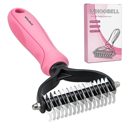 Undercoat Rake for Dogs, whoobell 2 Side Undercoat Brush for Deshedding and Dematting for Dog Cat Rabbit, Professional Pet Grooming HairTools, Removes Loose Undercoat and Nasty Shedding