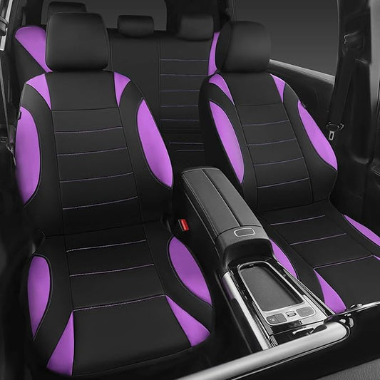 CCAR Pass Neoprene Wetsuit Seat Covers, Waterproof Car Seat Covers Full Sets with 5mm Composite EVA, Universal Fit for Car Sedan, SUV Trucks Anti Slip with Airbag Compatible(Black Purple)