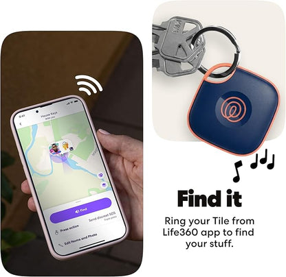 Life360 Tile - Bluetooth Tracker, Keys Finder and Item Locator for Keys, Bags and More. Phone Finder. Both iOS and Android Compatible. 4-Pack (Colors)