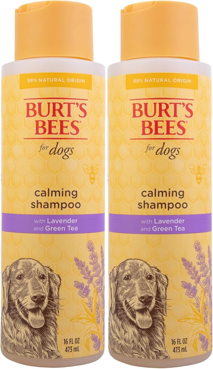 Burt's Bees for Pets Calming Dog Shampoo with Lavender and Green Tea, 95% Natural Origin Formulas, Soothing Canine Cleanser - Gentle Wash, 16 oz - 2 Pack