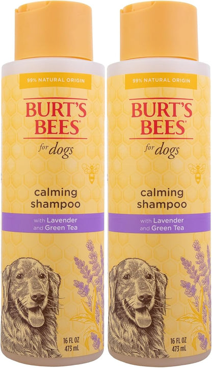 Burt's Bees for Pets Calming Dog Shampoo with Lavender and Green Tea, 95% Natural Origin Formulas, Soothing Canine Cleanser - Gentle Wash, 16 oz - 2 Pack