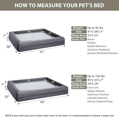 WNPETHOME XL Extra Large Dog Bed, Washable Dog Couch with Removable Waterproof Cover, Orthopedic Large Pet Sofa Bed with Bolster Sides for Sleeping