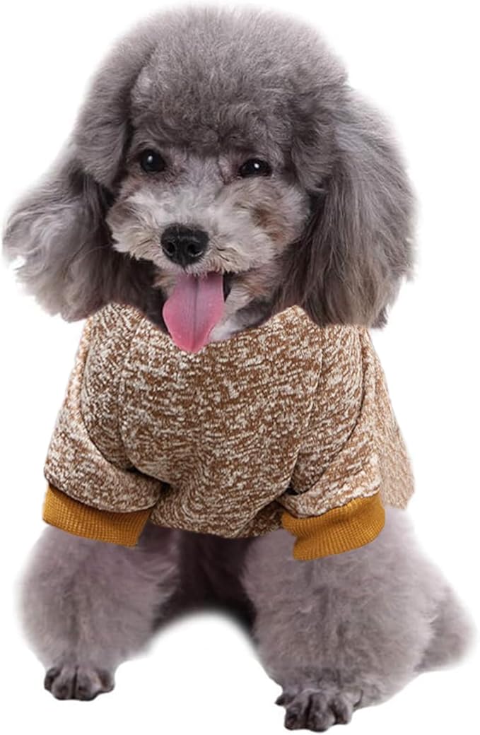 Jecikelon Dog Clothes Dogs Sweater Soft Puppies Clothing Winter Puppy Sweaters Warm Outfit for Dogs Small XXS XS Cat Apparel (Khaki, S)