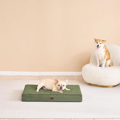 EHEYCIGA Orthopedic Foam Dog Bed for Large Dogs, 35"L x 23"W x 3.5"Th, Dark Green