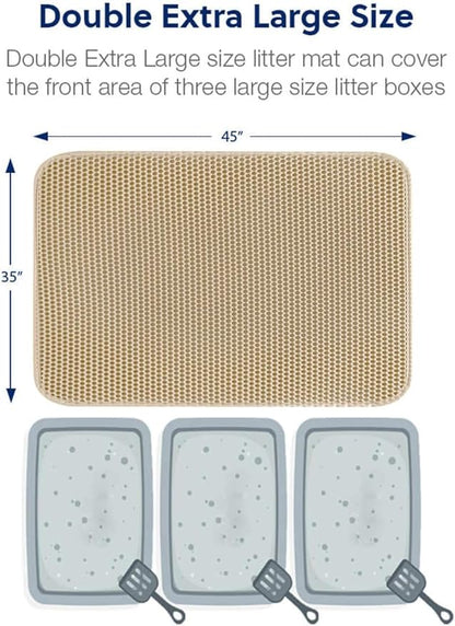 WePet Cat Litter Mat, Kitty Litter Trapping Mat, Honeycomb Double Layer Mats, No Phthalate, Urine Waterproof, Easy Clean, Scatter Control, Catcher Litter Tray Box Rug Carpet