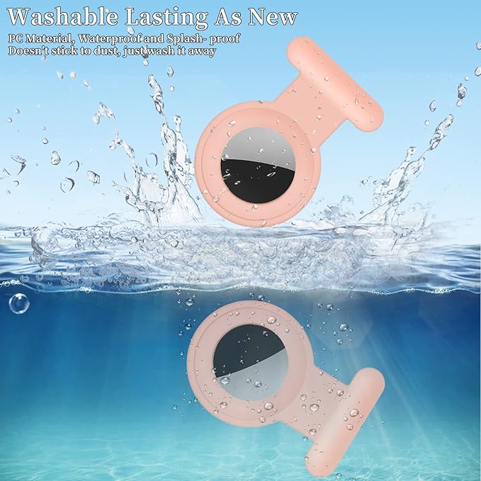 2 Pack Holder Case Compatible for Airtag Tracker, Silicone Hidden GPS Kid Airtag Holder with Invisible Pin, Anti Lost Apple Air Tag Cover for Toddlers, Elderly, Pet, Clothing(Pink and Gray)