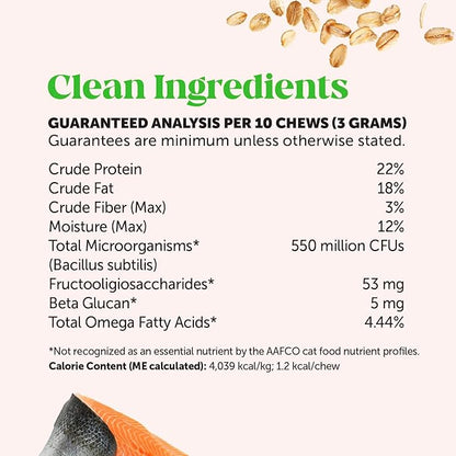 Cat Probiotics Gut + Immune Health Chews – Crunchy & Creamy Cat Treats for Digestive Health, Gut Flora & Constipation Relief – Supports Immunity, Regularity, & Healthy Digestion, 30-Day Supply Chicken