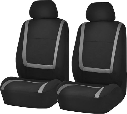 FH Group Car Seat Covers Front Set in Cloth for Low Back Car Seats with Removable Headrest, Universal Fit, Automotive Washable for SUV, Sedan, Van Gray