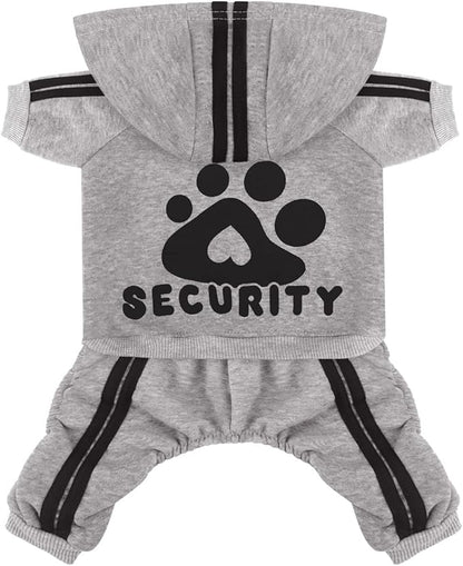 Dog Security Clothes - 4 Legs Jumpsuit Sweatshirt Hoodie - Soft & Warm Winter Outfit Pullover Sweater for Small Medium Large Dogs Cats (Grey, XX-Small)