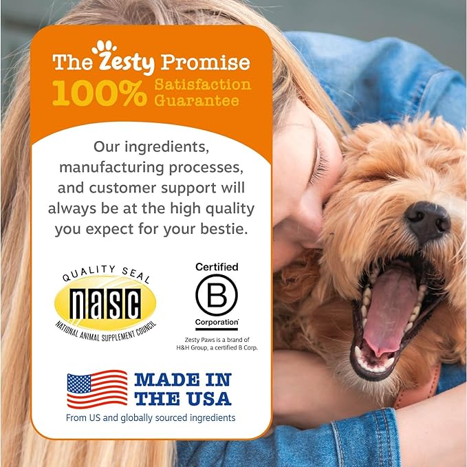 Zesty Paws Vet Strength Allergy Immune Bites - Dog Allergy Chews, Dog Probiotics for Itchy Skin and Ears, Smoked Cheese, 90ct