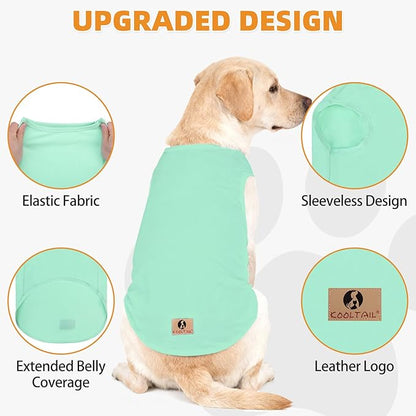 KOOLTAIL Dog Clothes for Large Dogs Boys Girls, 2 Pack Cotton Comfortable Dog T Shirts Coats for Outdoor, UV & Insect Protection Anti-Hair Loss & Lightweight Pet Vest Tank Tops Apparel,Green&Purple,XL