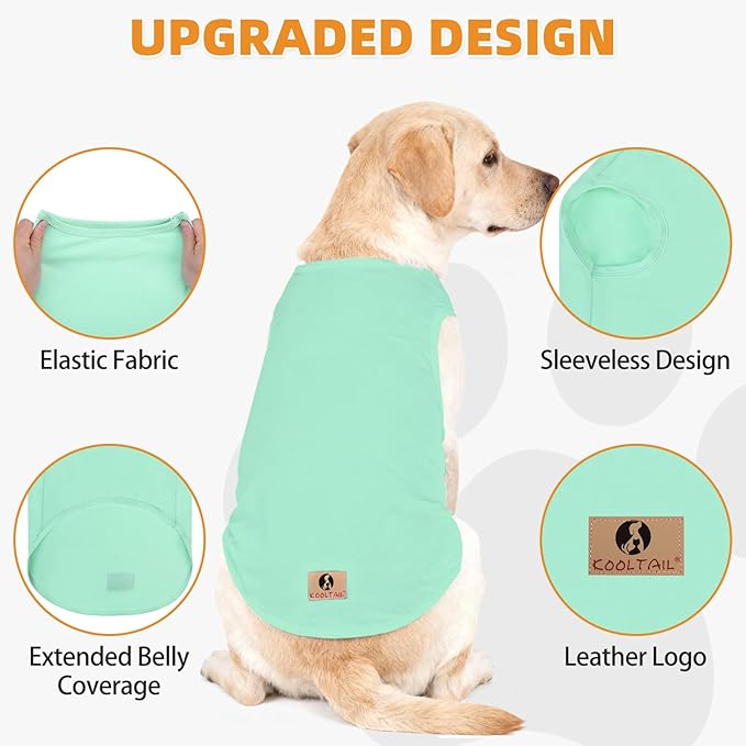 KOOLTAIL Dog Clothes for Large Dogs Boy Girl, 2 Pack Cotton Comfortable Dog T Shirts Coats for Outdoor, UV & Insect Protection Anti-Hair Loss & Lightweight Pet Vest Tank Tops Apparel, Green&Purple, L