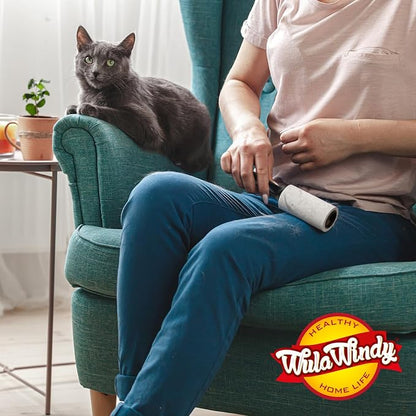 WulaWindy Extra Sticky Lint Rollers for Pet Hair, 240 Sheets, 4-Pack | Extra-sticky lint roller with 240 easy-tear sheets and reusable handle for pet hair, lint and dust on clothes and furniture.