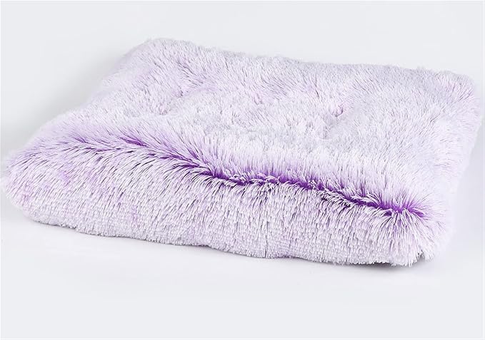 Liveinu Long Plush Calming Pet Bed Cuddler Pet Bed for Dogs and Cats Fluffy Faux Fur Dog Bed with Anti Slip Bottom Machine Washable Pet Sleep Bed Crate Mat Gradient Purple L