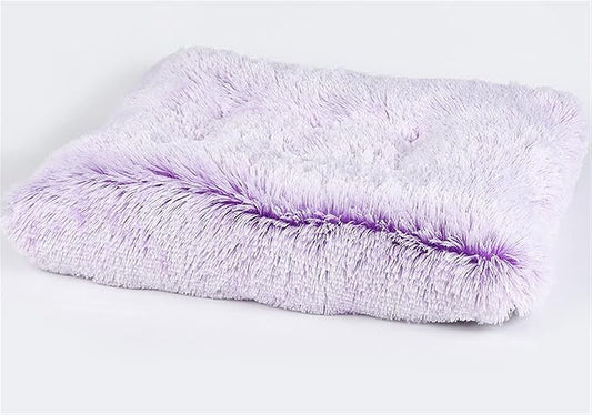 Liveinu Long Plush Calming Pet Bed Cuddler Pet Bed for Dogs and Cats Fluffy Faux Fur Dog Bed with Anti Slip Bottom Machine Washable Pet Sleep Bed Crate Mat Gradient Purple M