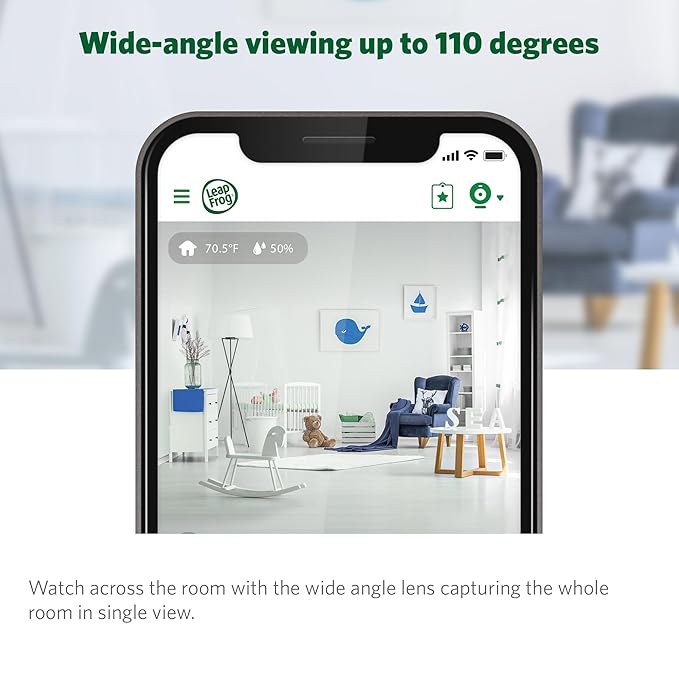 LeapFrog Scout LF2911 Baby Monitor Camera, WiFi Remote Access, 1080p HD 360 ° Pan & Tilt Smart Camera, 2-Way Audio Talk, Night Light, Night Vision, Soothing Sounds, Temp. & Humidity Sensor