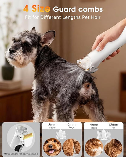 LOMMOL 6-in-1 Dog Grooming Vacuum, Pet Grooming Kit with Dog Clippers, 2.2L Dust Cup Dogs Vacuum with Dryer Function, Low Noise Upgrade Pet Grooming Vacuum with 6 Tools for Home Pet Hair, Purple