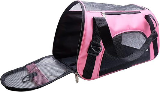 ZaneSun Cat Carrier,Soft-Sided Pet Travel Carrier for Cats,Dogs Puppy Comfort Portable Foldable Pet Bag Airline Approved (Medium-LightPink)