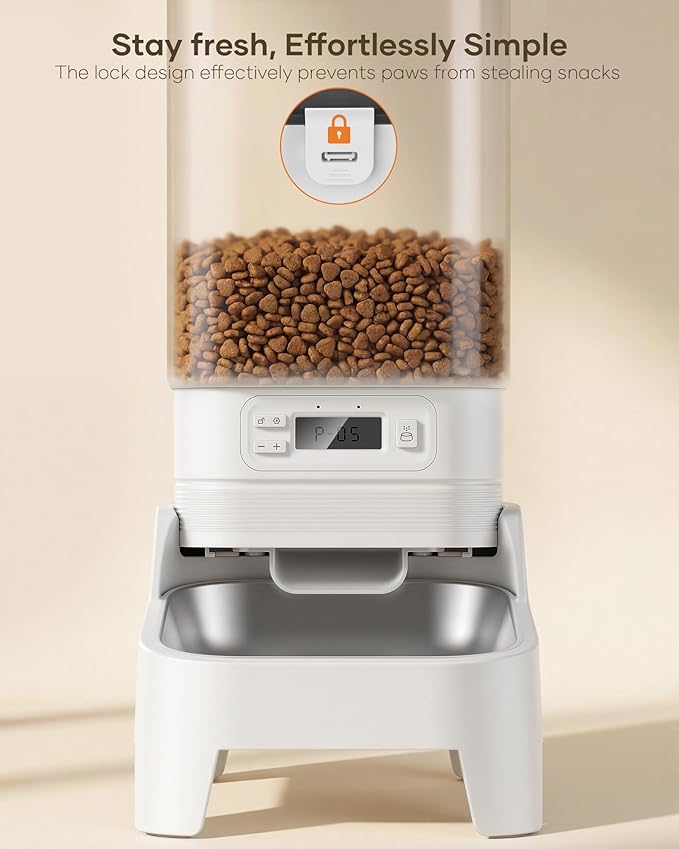 Automatic Cat Feeder with Camera - 7L/29 Cups Auto Dog Feeder with Large Food Tray & 1080P Night Vision, Elevated Bowl, 2-Way Audio, 10s Voice Recording, 5G WiFi Timed Cat Food Dispenser, 1-15 Meals