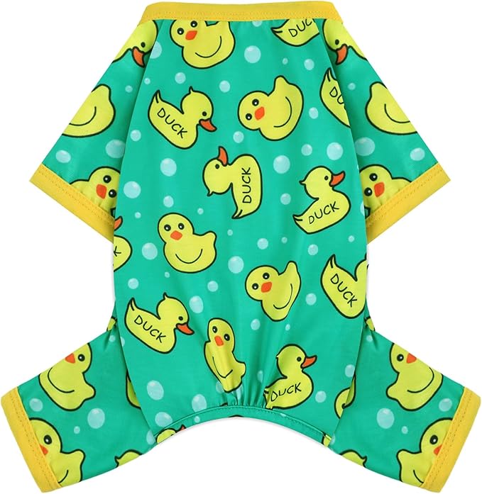 Dog Pajamas for Small Dogs Boy Girl, Dog Clothes Tiny Chihuahua Yorkie Spring Summer Shirt, Cute Puppy Outfit Pjs Jumpsuit Cat Onesie Apparel Pet Clothes (Blue Duck, Large)