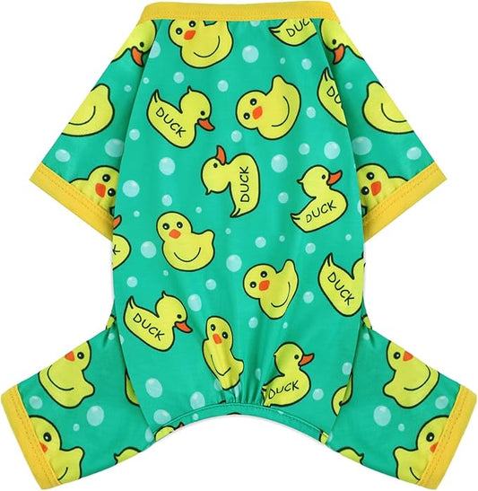 Dog Pajamas for Small Dogs Boy Girl, Dog Clothes Tiny Chihuahua Yorkie Spring Summer Shirt, Cute Puppy Outfit Pjs Jumpsuit Cat Onesie Apparel Pet Clothes (Blue Duck, Large)