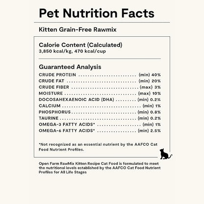 Open Farm, RawMix Dry Cat Food, Protein Packed Kibble Coated in Bone Broth with Freeze Dried Raw Chunks, Formulated For Kittens, Chicken With Turkey & Wild Caught Salmon Recipe For Kittens, 2.25lb Bag