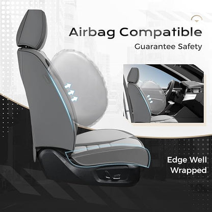 Coverado Car Seat Covers Front, Seat Covers for Cars, Waterproof 2-Pack Car Seat Cushion, Leather Carseat Seat Protectors, Universal Seat Covers Fit for Most Sedans SUV Pick-up Trucks(Gray&Light Gray)