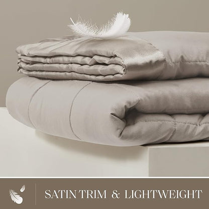 Madison Park Windom Down Alternative Blanket, Premium 3M Scotchgard Moisture Wicking Treatment, Lightweight and Soft Bed Cover For All Season, Satin Trim, Grey Twin