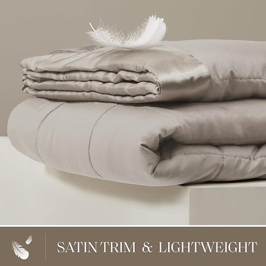 Madison Park Windom Down Alternative Blanket, Premium 3M Scotchgard Moisture Wicking Treatment, Lightweight and Soft Bed Cover For All Season, Satin Trim, Grey Twin