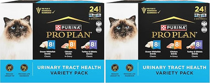 Purina Pro Plan Urinary Cat Food Wet Variety Pack Urinary Tract Health Ocean Whitefish,Chicken,Turkey and Giblets - 3 oz. Cans,(Pack of 48)