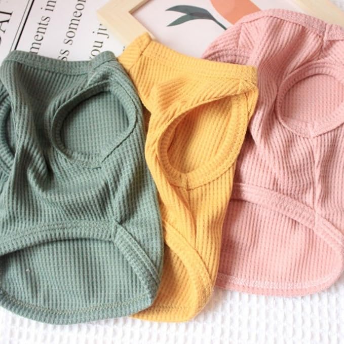 Cotton Dog Shirt Summer Lightweight Pet T-Shirts Soft Breathable Stretchy Cats Dogs Tee Shirt Sleeveless Vest Dog Apparel for Medium Small Dog Clothes 2PCS Green&Pink