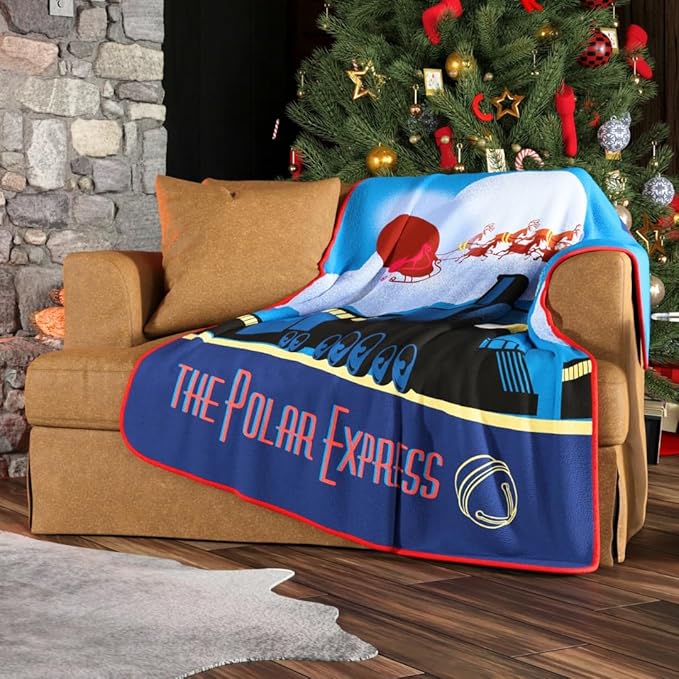 The Polar Express Holiday Bedding Super Soft Micro Raschel Throw, 46 in x 60 in, (Official Licensed Product) by Franco Collectibles