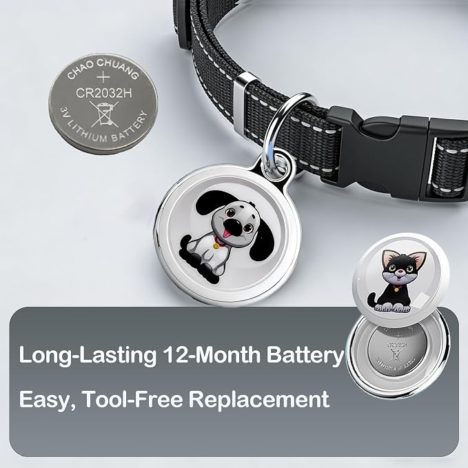 GPS Pet Tracker with Apple Find My Network, Android Compatibility, Real-Time Location Tracking, Water-Resistant (DINGWEIQI02)