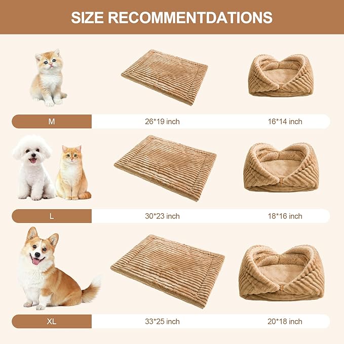 Jiupety Cat Bed for Indoor Self Warming Cat Bed Mat Ultra-Soft Cats Beds Machine Washable Pet Bed,Multifunction Pet Blanket for Small Dogs and Cats Brown,30X23In