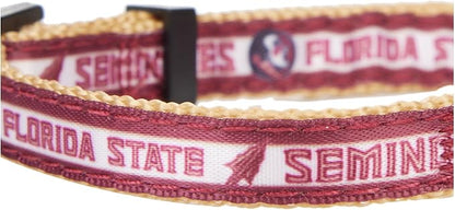 Pets First Collegiate PET Collar New Version Florida State Seminoles Dog Collar, Size Small. Best Sports Team Color for Dogs & Cats. A Shiny & Colorful Dog & Cat Collar Licensed by The NCAA
