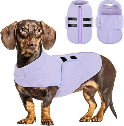 Queenmore XXL Dog Sweater, Soft Fleece Vest Pullover Dog Jacket with Leash Hole, Warm Winter Dogs Clothes Cold Weather Doggy Dachshund Sweaters for Large Dogs Cats Boy or Girl (Lilac, XXL)